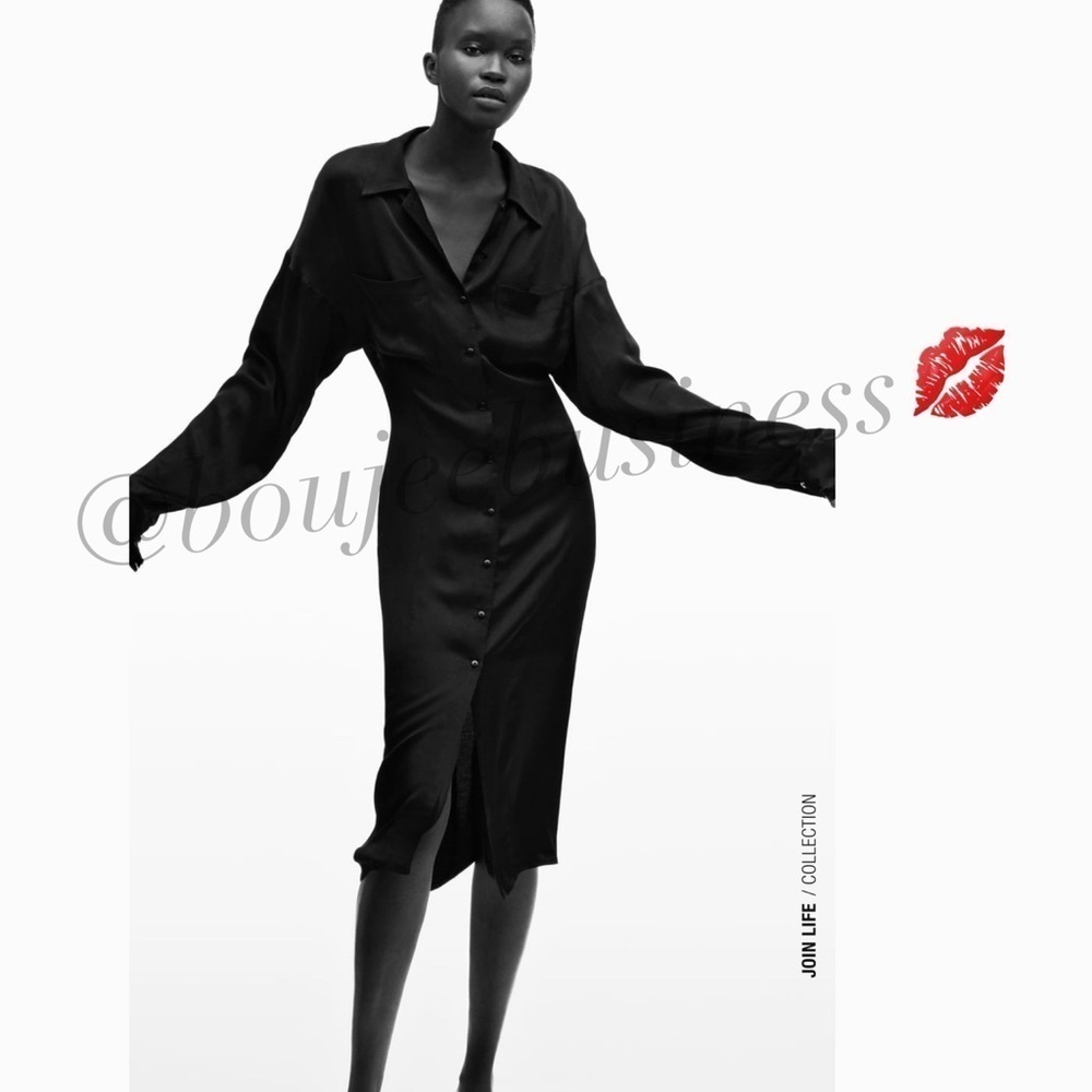 ZARA Satin Effect Shirt Dress